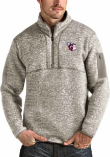 Antigua Cleveland Guardians Mens Grey Fortune Long Sleeve 1/4 Zip Pullover