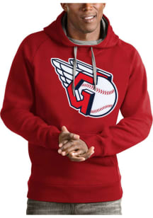 Antigua Cleveland Guardians Mens Red Victory Long Sleeve Hoodie