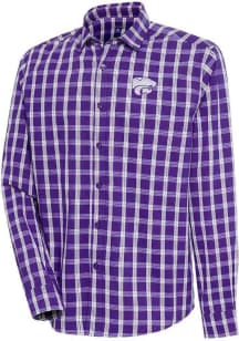 Antigua K-State Wildcats Mens Purple Carry Plaid Long Sleeve Dress Shirt