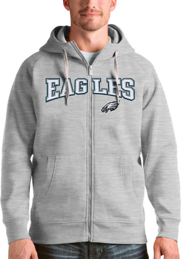 Antigua Philadelphia Eagles Grey Protect Long Sleeve Full Zip Jacket, Grey, 100% POLYESTER, Size M, Rally House