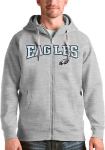 Antigua Philadelphia Eagles Mens Grey Victory Long Sleeve Full Zip Jacket