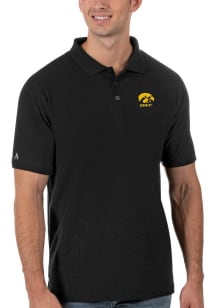 Mens Iowa Hawkeyes Black Antigua Legacy Short Sleeve Polo Shirt