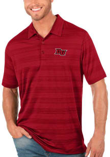 Antigua Drury Panthers Mens Red Compass Tonal Stripe Short Sleeve Polo