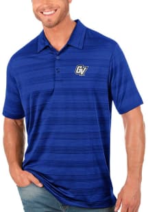 Antigua Grand Valley State Lakers Mens Blue Compass Tonal Stripe Short Sleeve Polo