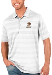 Antigua Lehigh University Mens White Compass Tonal Stripe Short Sleeve Polo