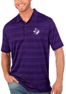 Antigua Tarleton State Texans Mens Purple Compass Tonal Stripe Short Sleeve Polo