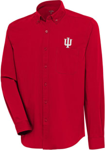 Mens Indiana Hoosiers Crimson Antigua Flight Solid Long Sleeve Dress Shirt
