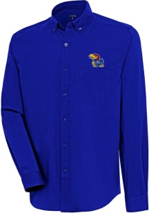 Antigua Kansas Jayhawks Mens Blue Flight Solid Long Sleeve Dress Shirt