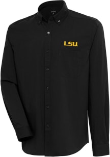 Antigua LSU Tigers Mens Black Flight Solid Long Sleeve Dress Shirt
