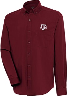 Antigua Texas A&amp;M Aggies Mens Maroon Flight Solid Long Sleeve Dress Shirt