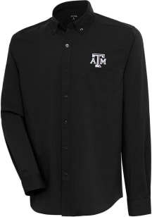 Antigua Texas A&amp;M Aggies Mens Black Flight Solid Long Sleeve Dress Shirt