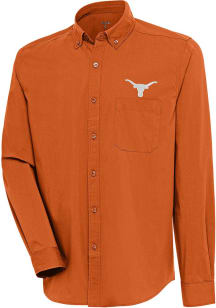 Antigua Texas Longhorns Mens Burnt Orange Flight Solid Long Sleeve Dress Shirt