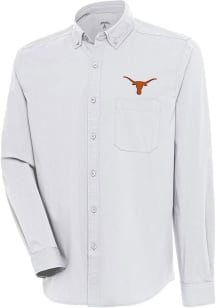 Antigua Texas Longhorns Mens White Flight Solid Long Sleeve Dress Shirt