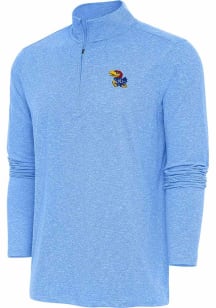 Antigua Kansas Jayhawks Mens Light Blue Hunk Long Sleeve 1/4 Zip Pullover