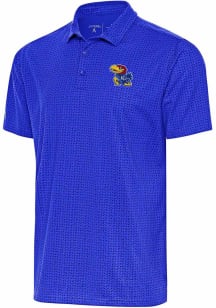 Antigua Kansas Jayhawks Mens Blue Mashie Short Sleeve Polo