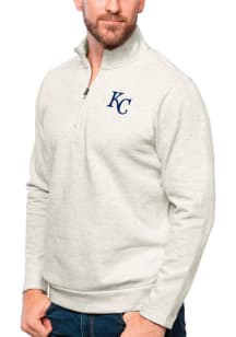 Antigua Kansas City Royals Mens Oatmeal Gambit Long Sleeve 1/4 Zip Pullover