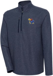Antigua Kansas Jayhawks Mens Navy Blue Revolution Long Sleeve 1/4 Zip Pullover