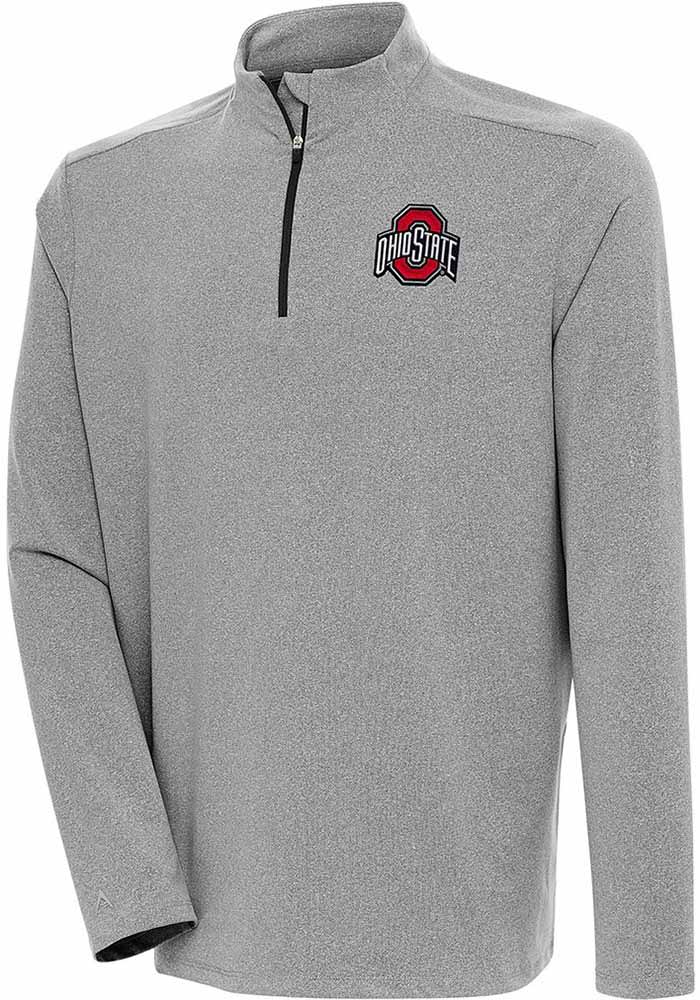 Antigua Ohio State Buckeyes Mens Black Swing Set Long Sleeve Qtr Zip Pullover