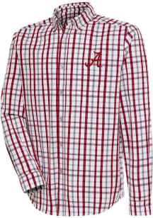 Antigua Alabama Crimson Tide Mens Crimson Tending Plaid Long Sleeve Dress Shirt
