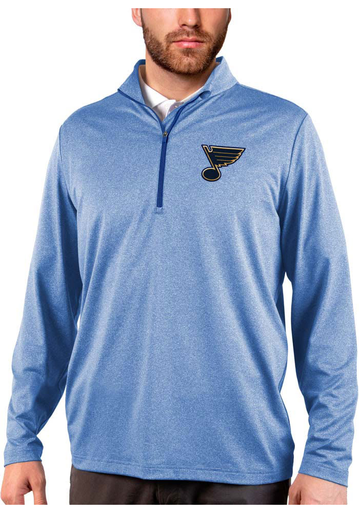 Antigua St Louis Blues Mens Blue Rally 2.0 Long Sleeve 1/4 Zip Pullover