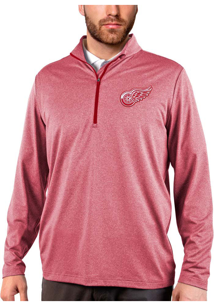 Antigua Detroit Red Wings Mens Red Rally 2.0 Long Sleeve 1/4 Zip Pullover