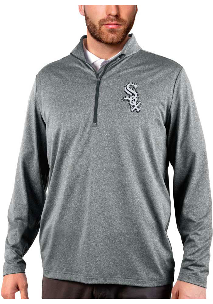 Antigua Chicago White Sox Mens Charcoal Rally 2.0 Long Sleeve 1/4 Zip Pullover