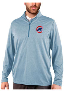 Antigua Chicago Cubs Mens Light Blue Rally 2.0 Long Sleeve 1/4 Zip Pullover