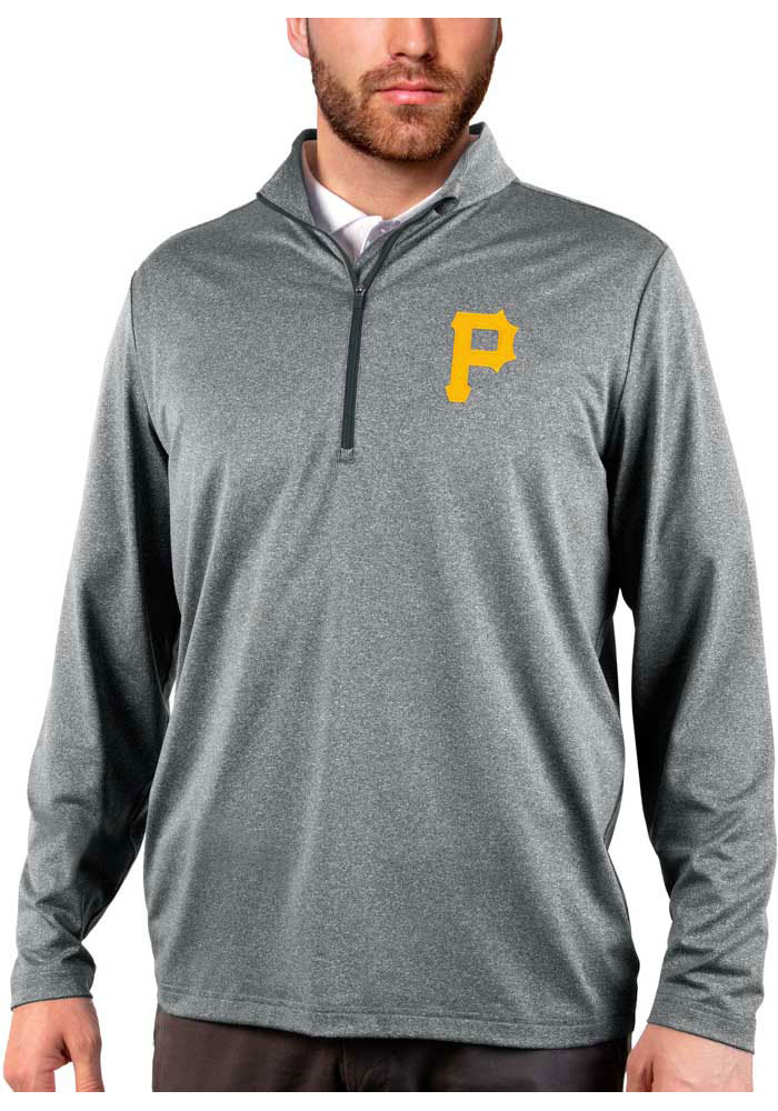 Antigua Pittsburgh Pirates Mens Charcoal Rally 2.0 Long Sleeve 1/4 Zip Pullover