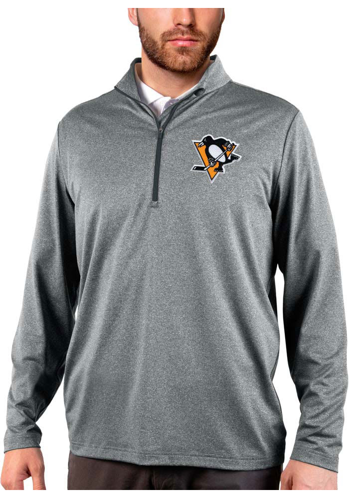 Antigua Pittsburgh Penguins Charcoal Victory Long Sleeve Hoodie, Charcoal, 52% Cot / 48% Poly, Size 2XL, Rally House