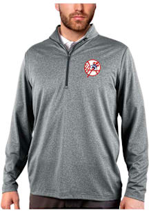 Antigua New York Yankees Mens Charcoal Rally 2.0 Long Sleeve Qtr Zip Pullover