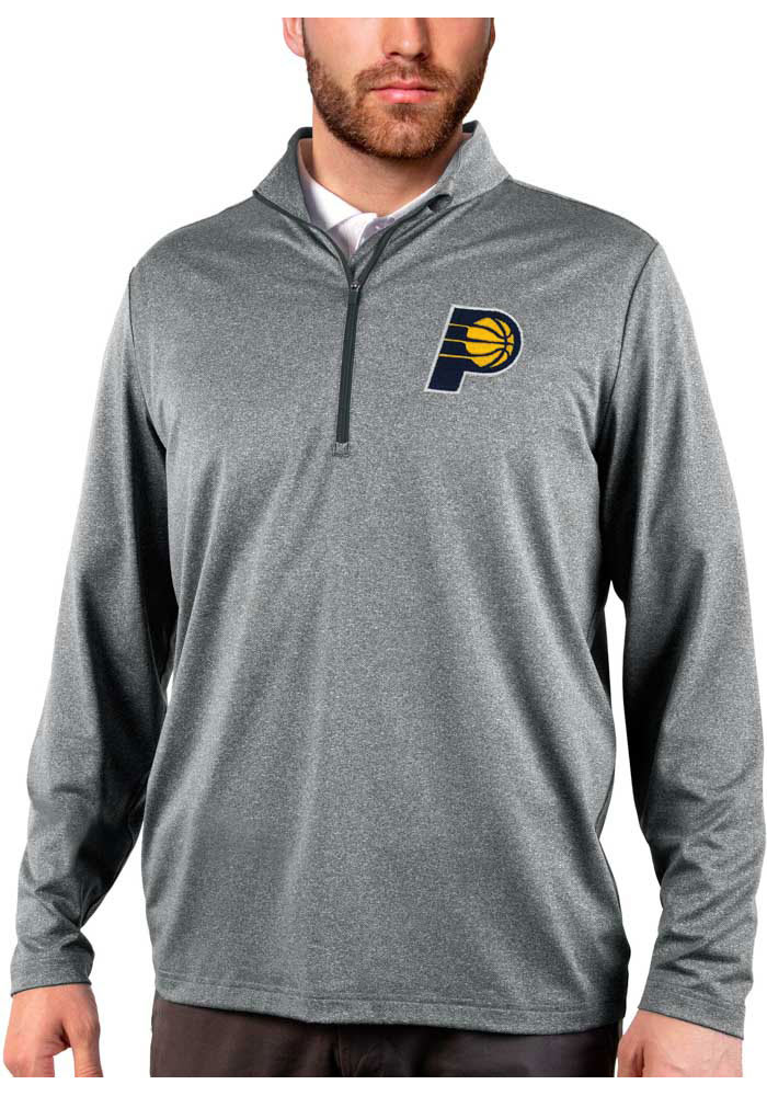 Antigua Indiana Pacers Mens Charcoal Rally 2.0 Long Sleeve 1/4 Zip Pullover