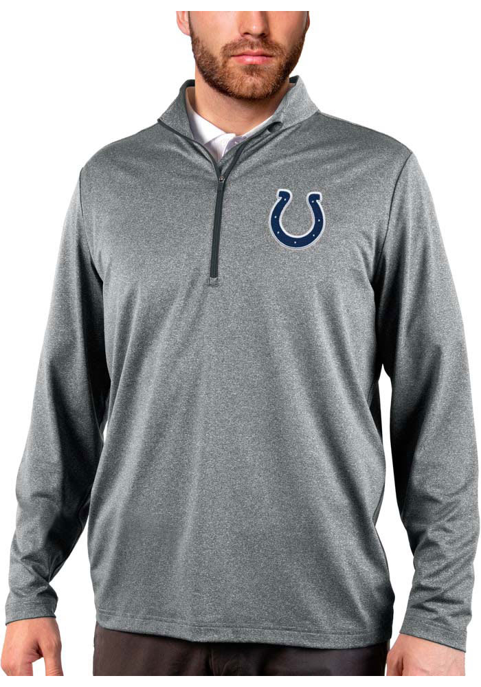 Antigua Indianapolis Colts Mens Charcoal Rally 2.0 Long Sleeve 1/4 Zip Pullover