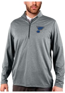 Antigua St Louis Blues Mens Charcoal Rally 2.0 Long Sleeve 1/4 Zip Pullover