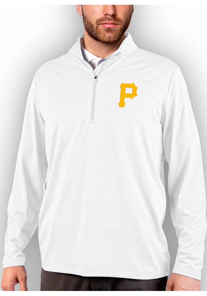 Antigua Pittsburgh Pirates Mens White Rally 2.0 Long Sleeve 1/4 Zip Pullover