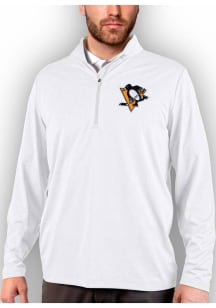 Antigua Pittsburgh Penguins Mens White Rally 2.0 Long Sleeve 1/4 Zip Pullover