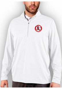 Antigua St Louis Cardinals Mens White Rally 2.0 Long Sleeve 1/4 Zip Pullover