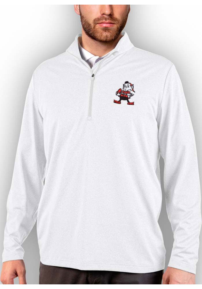 Antigua Cleveland Browns Mens White Tempo Long Sleeve 1/4 Zip