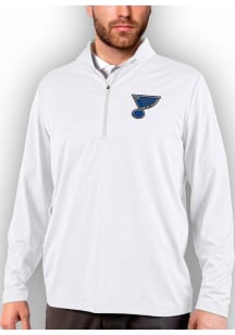 Antigua St Louis Blues Mens White Rally 2.0 Long Sleeve 1/4 Zip Pullover