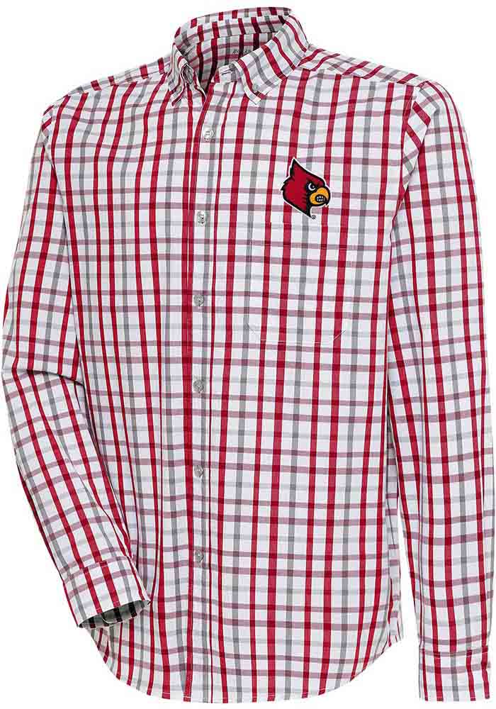 Louisville Cardinals Antigua Red Pioneer Long Sleeve Dress Shirt