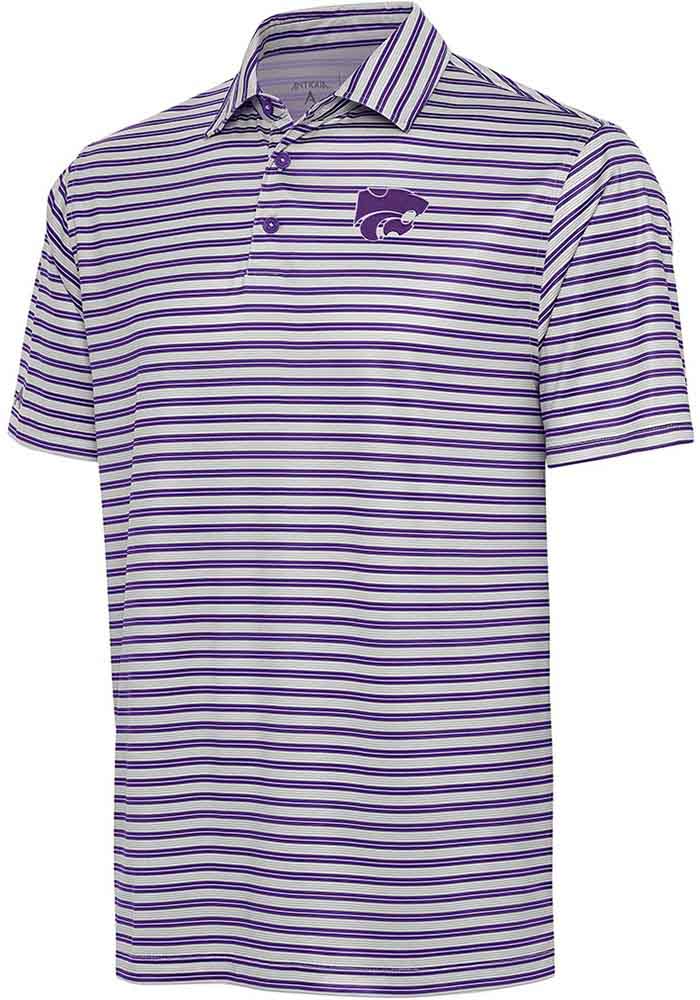 Antigua K-State Wildcats Mens Purple Turn Stripe Short Sleeve Polo