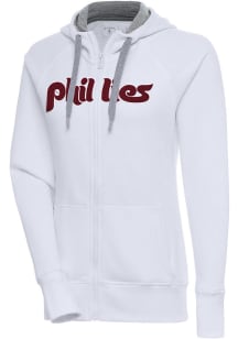 Antigua Philadelphia Phillies Womens White Victory Long Sleeve Full Zip Jacket