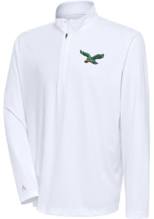 Antigua Philadelphia Eagles Mens White Tribute Long Sleeve 1/4 Zip Pullover