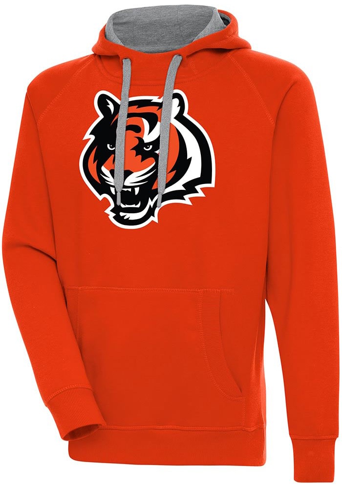 Men's Antigua Orange Cincinnati Bengals Logo Victory Pullover Hoodie Size: Extra Large