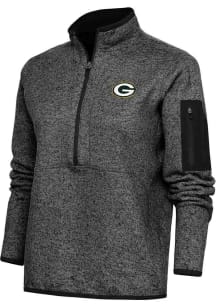 Antigua Green Bay Packers Womens Black Fortune Qtr Zip