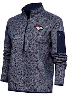 Antigua Denver Broncos Womens Navy Blue Fortune Qtr Zip