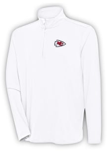 Antigua Kansas City Chiefs Mens White HUNK Long Sleeve 1/4 Zip Pullover