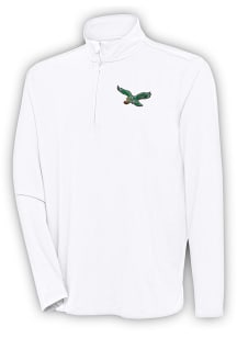 Antigua Philadelphia Eagles Mens White HUNK Long Sleeve 1/4 Zip Pullover