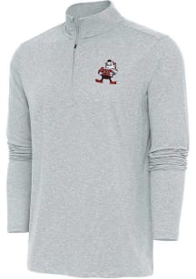 Antigua Cleveland Browns Mens Grey HUNK Long Sleeve 1/4 Zip Pullover