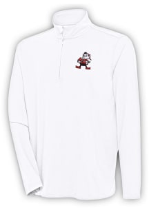 Antigua Cleveland Browns Mens White HUNK Long Sleeve 1/4 Zip Pullover