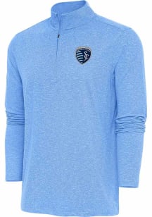 Antigua Sporting Kansas City Mens Light Blue HUNK Long Sleeve 1/4 Zip Pullover